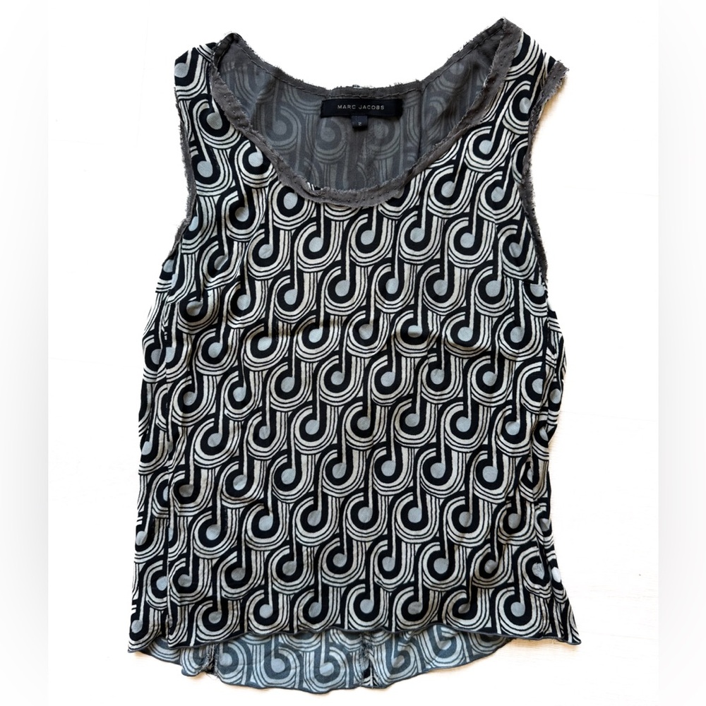 Marc Jacobs Groovy Black and White Silk Tank